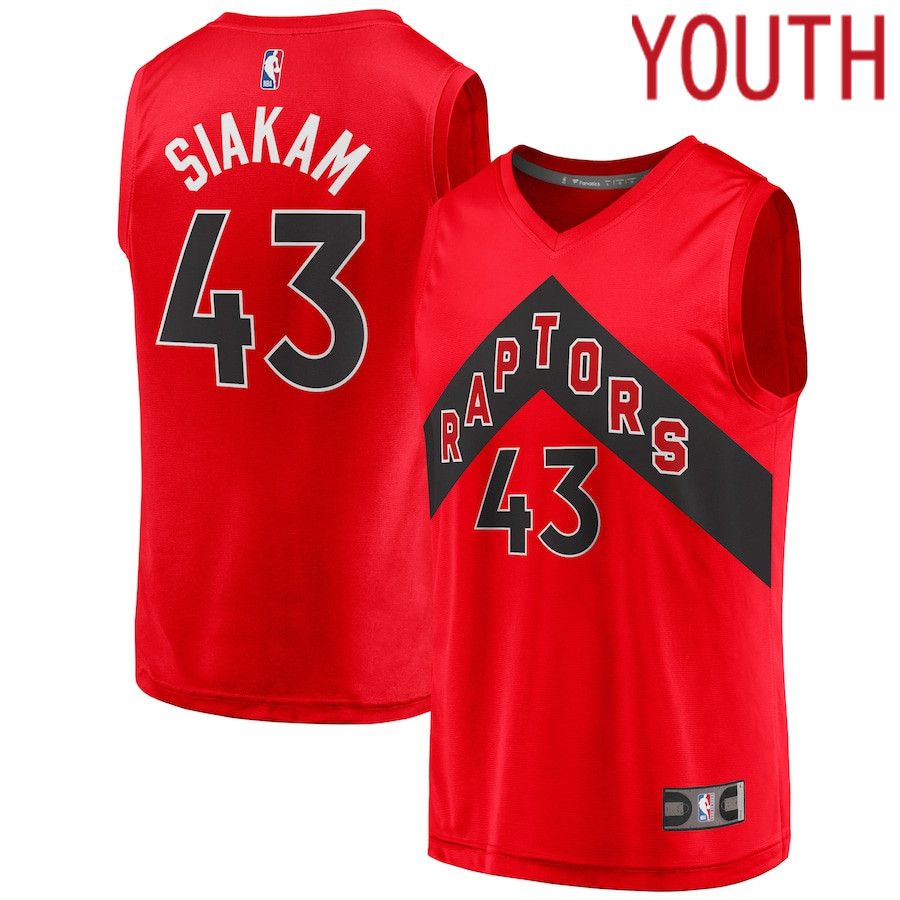 Youth Toronto Raptors 43 Pascal Siakam Fanatics Branded Red Fast Break Player NBA Jersey